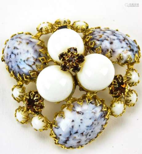 Schreiner NY C 1975 Cabochon Cluster Brooch