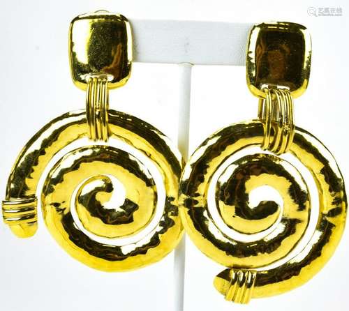 Frances Patiky Stein C 1995 Swirl Form Earrings