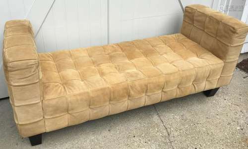 Contemporary Tufted Suede Window Bench / Settee