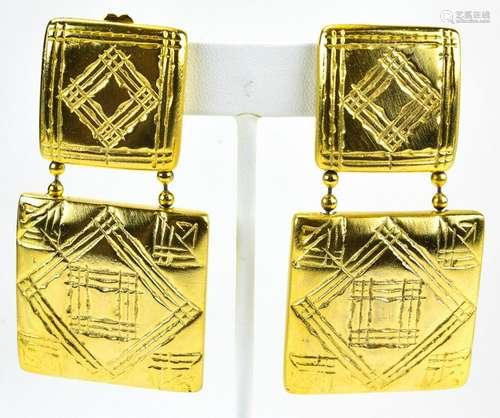 Vintage Clara Studios Gilt Metal Clip Earrings