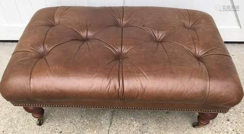 Chesterfield Style Tufted Leather Ottoman