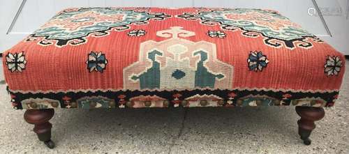 Ottoman W Polychrome Tapestry Upholstery