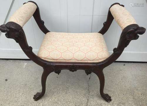 French Empire Style Hand Carved Stool / Bench