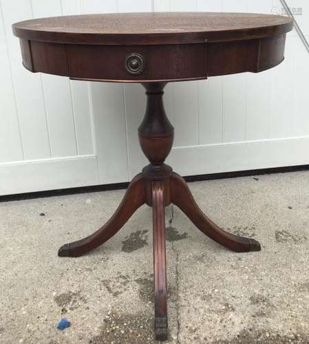 Sheraton Style Mahogany Pedestal Drum Table