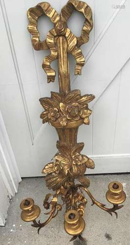 Neoclassical Style 2 Arm Gilt Wall Sconce