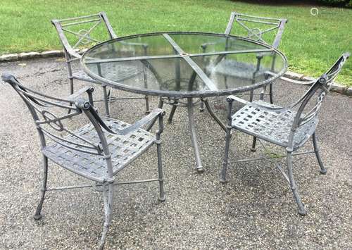 4 Outdoor Arm Chairs & Glass Top Dining Table