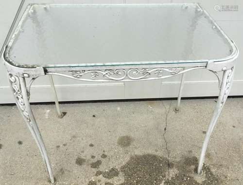 Woodard Style Wrought Metal Glass Top Console