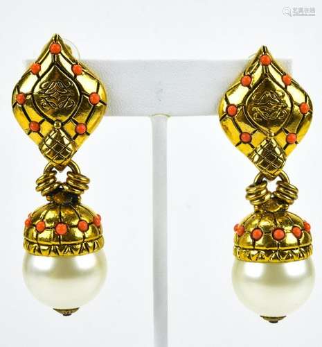 Vintage Loewe Madrid Faux Pearl Earrings