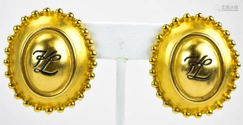 Vintage Karl Lagerfeld Gilt Clip Earrings