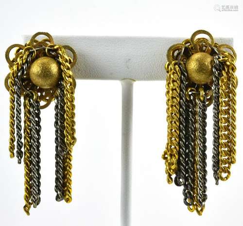 Vintage Miriam Haskell Two Tone Tassel Earrings