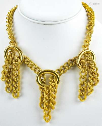 Vintage Monet Gilt Metal Retro Curb Link Necklace