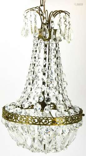 French Empire Style Brass and Crystal Chandelier