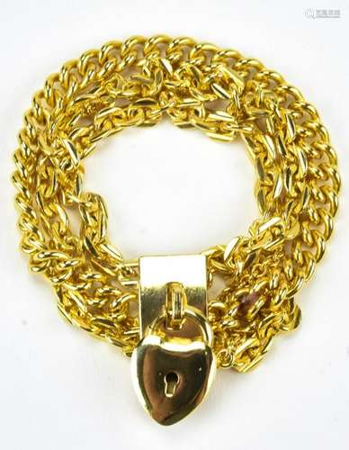 Vintage Gilt Metal Padlock Heart Bracelet