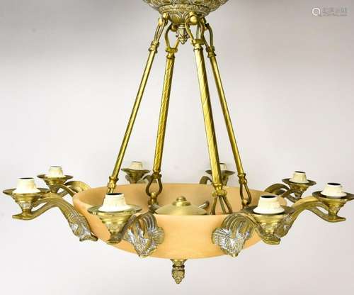 French Empire Style Alabaster Swan Chandelier