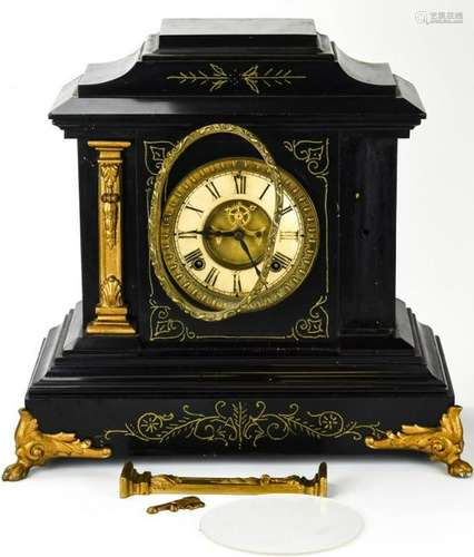 Ansonia Victorian Style Cast Iron Mantle Clock