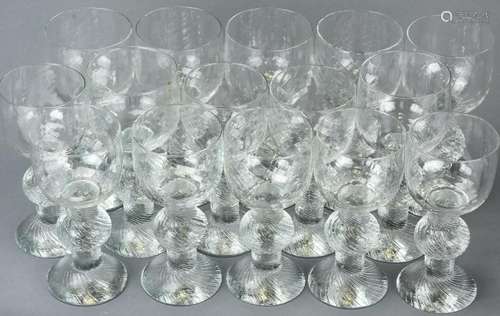 Lot of Heavy Glass Wine Glasses / Goblets