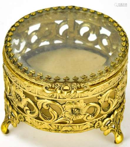 Vintage Ormolu & Glass Jewelry Box