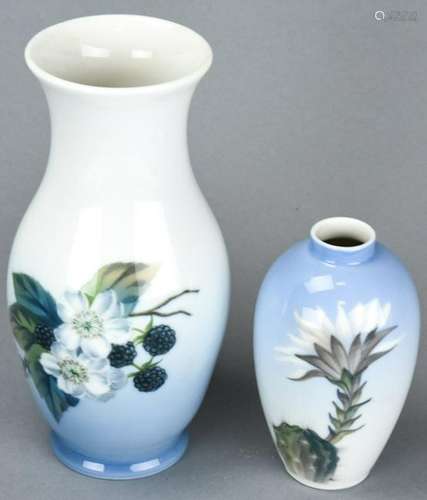 2 Royal Copenhagen Denmark Porcelain Vases