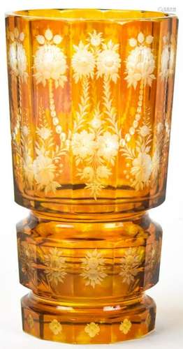 Antique Amber Bohemian Glass Vase