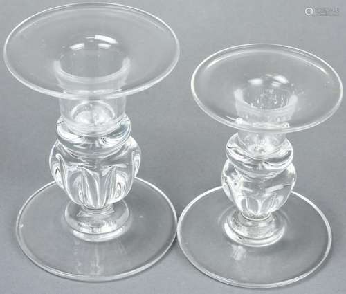 2 Simon Pearce Art Glass Candlesticks