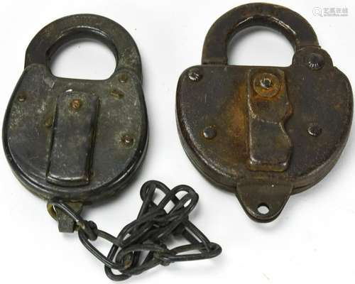 2 Antique Iron Padlocks