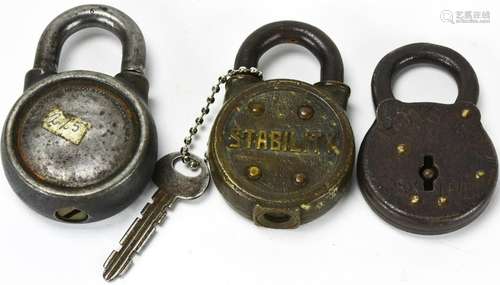 3 Antique Iron Padlocks