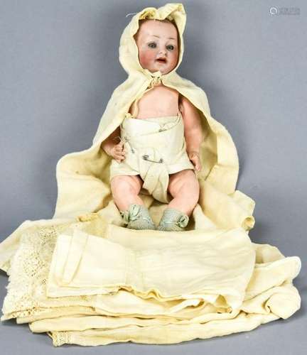 Antique German Baby Doll W Trousseau