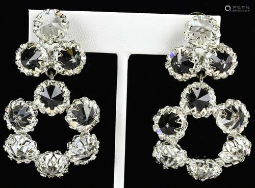 Schreiner C 1970s Faceted Crystal Earrings