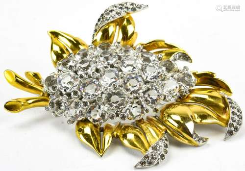 Vintage C 1940s Reja Large Rhinestone Brooch