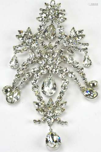 Large C 1970s Mimi Rhinestone Brooch