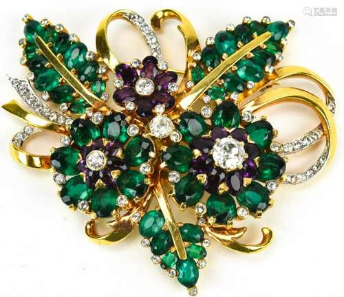 Large C 1940s Mazer Floral Motif Brooch