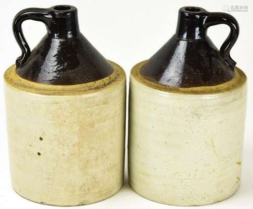 Pair Antique Stoneware Whisky Jugs