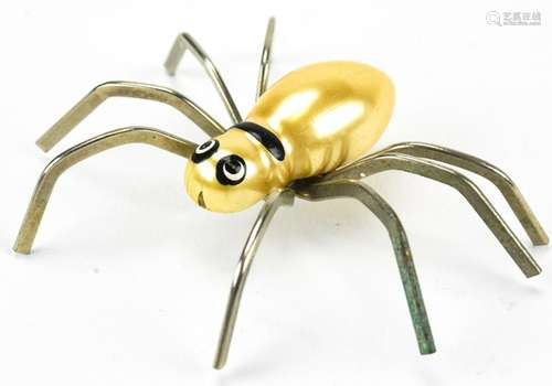 Vintage 1930s Lacquer & Metal Spider Brooch