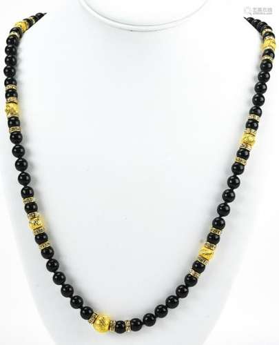 Gay Boyer Onyx & Rhinestone Necklace