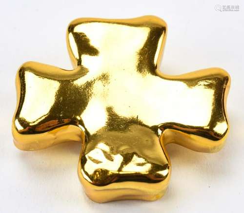 Vintage Christian Lacroix Gilt Cross Brooch