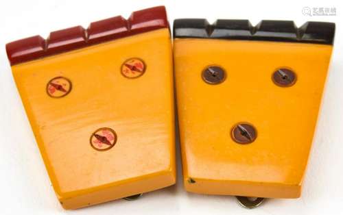 Vintage C 1940s Faux Amber Bakelite Clips