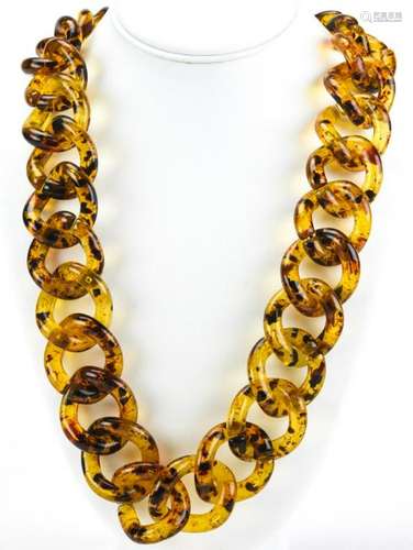 Vintage Faux Tortoise Chain Link Necklace