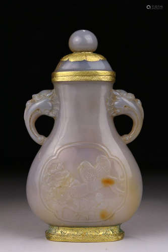 AMBER EAR VASE WITH GOLD