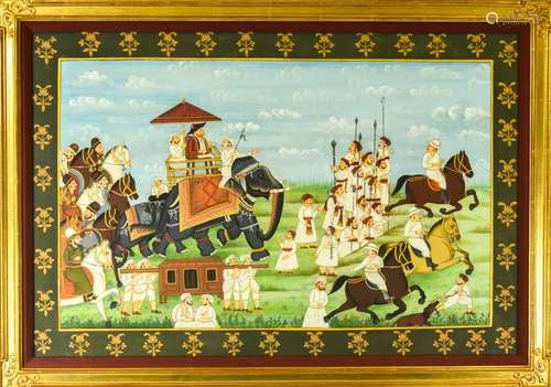 Indian Painting Depicting a Parade Scene