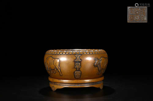 BRONZE CENSER WITH PAINTING