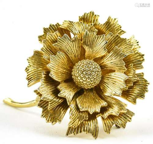 Vintage Nettie Rosenstein Gilt Carnation Floral Brooch