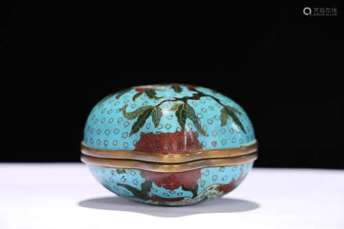 BRONZE CLOISONNE PEACH BOX