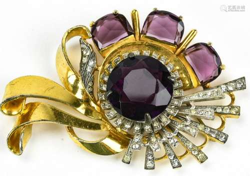 Large 1940s Reinad Retro Rhinestone Brooch