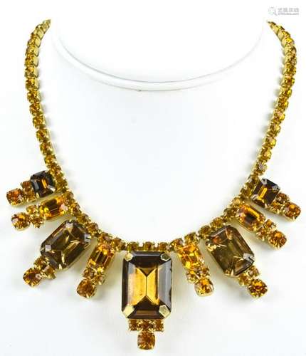 Vintage Art Deco Style Fringe Rhinestone Necklace