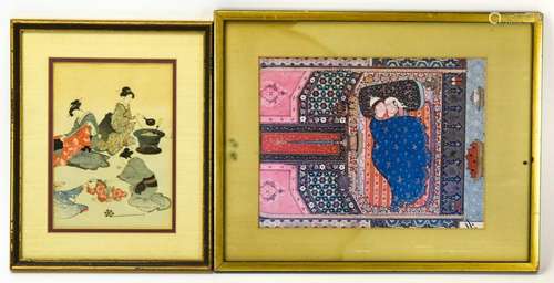 Framed Indian Print & Japanese Woodblock Print