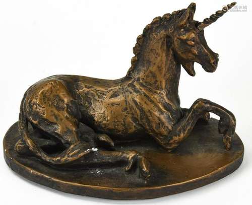 Bronze Tauni de Lesseps Unicorn Sculpture Signed