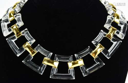 Vintage 1970s Trifari Acrylic & Gilt Necklace