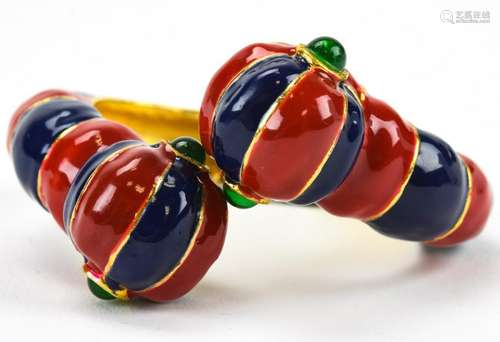 Vintage 1980s Kojolo Gilt & Enamel Bangle Bracelet