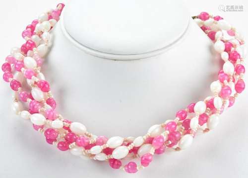 Miriam Haskell Six Strand Art Glass Bead Necklace