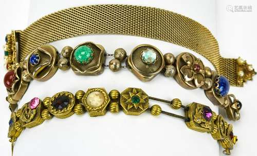 3 Vintage 1950s Victorian Style Bracelets